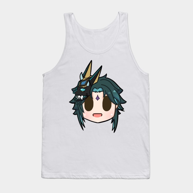 Genshin Impact Xiao chibi head Tank Top by Oricca